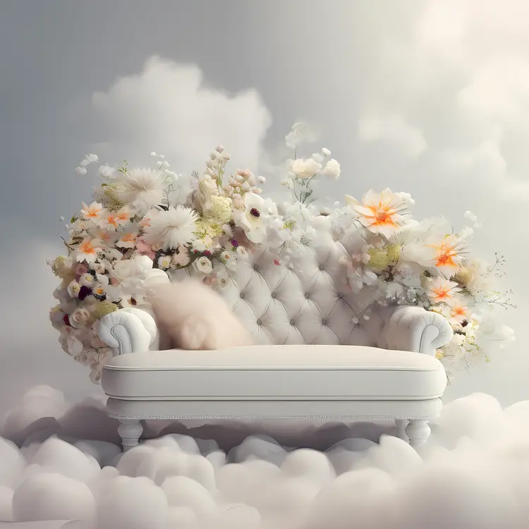 Dreamy Floral Sofa in the Clouds