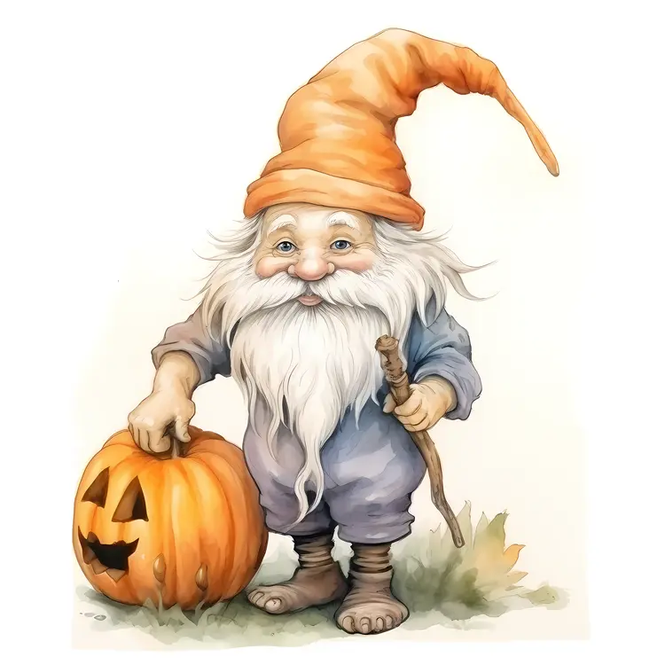 Cute Gnome with Pumpkin for Halloween