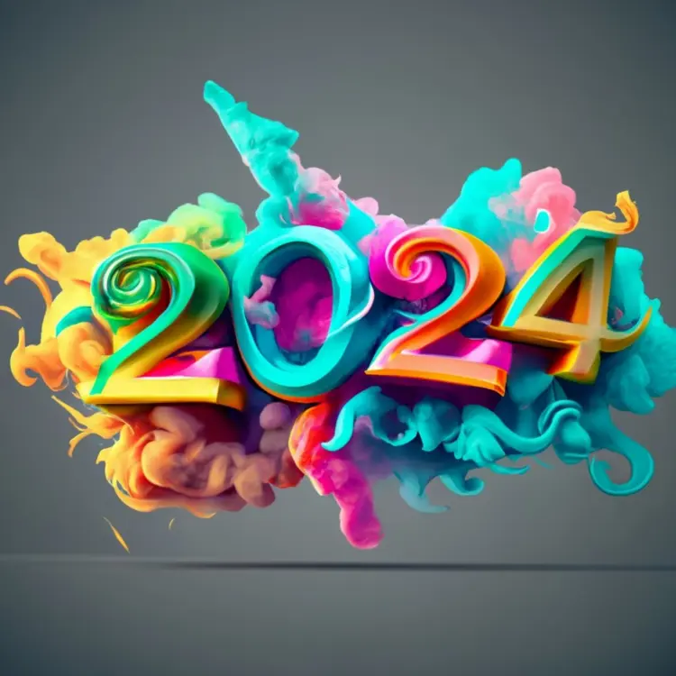 Colorful 2024 with Festive Background