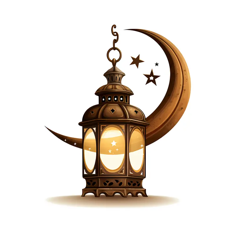 Bronze Lantern with Crescent Moon and Stars