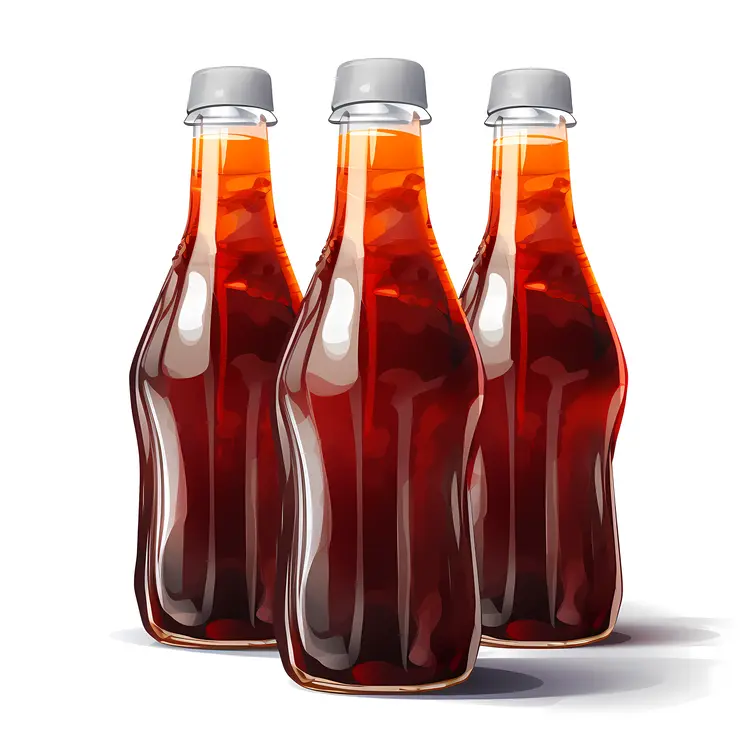 Three Bottles of Sauce in Glass Containers