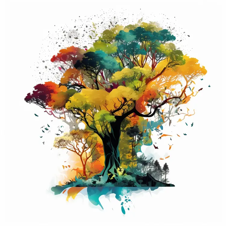 Colorful Tree Illustration for Nature Concept