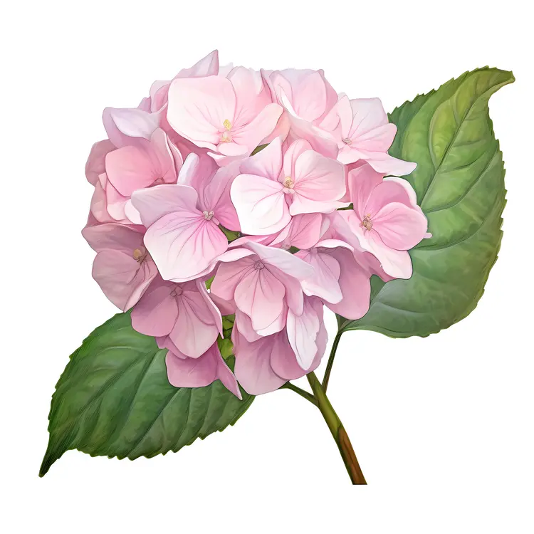 Delicate Pink Hydrangea Illustration
