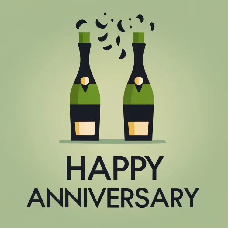 Happy Anniversary with Two Champagne Bottles