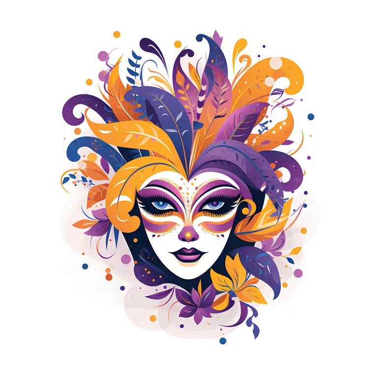 Colorful Mask with Feathers for Carnival