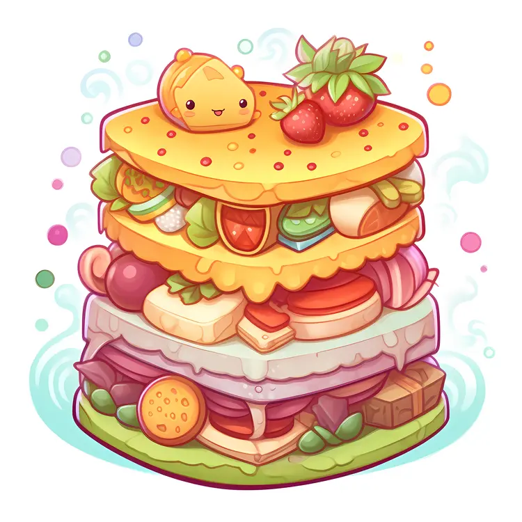 Cute and Colorful Layered Sandwich Illustration