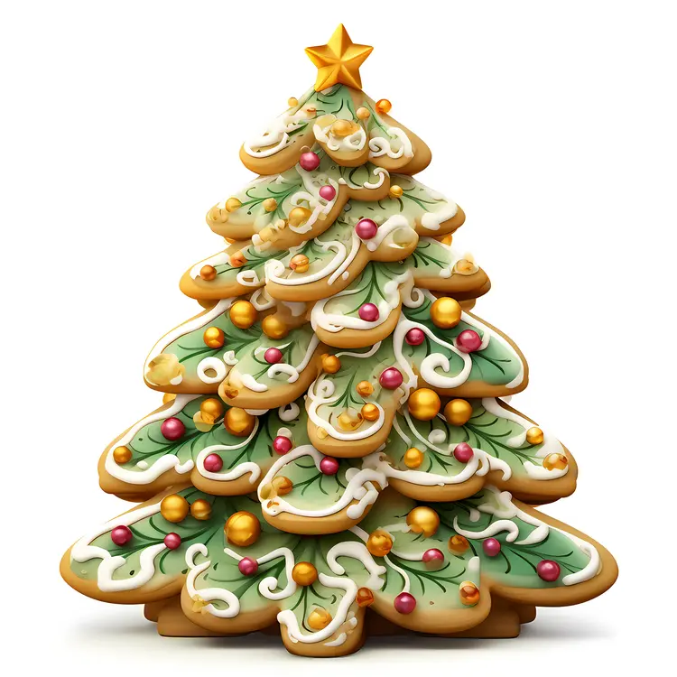 Christmas Tree Cookie with Decorations