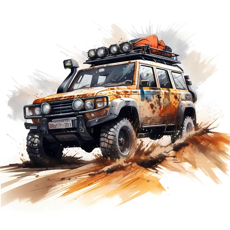 Off-Road SUV in Muddy Terrain