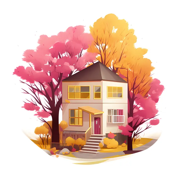Beautiful House with Autumn Colors