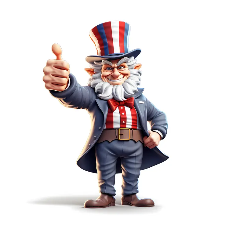 Patriotic Character in Red, White, and Blue Outfit