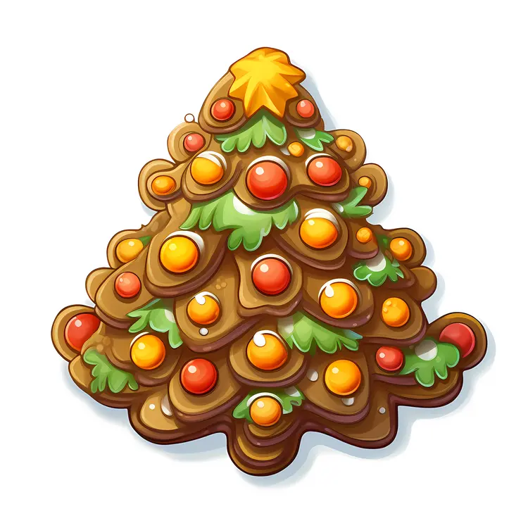Christmas Tree Cookie with Colorful Decorations