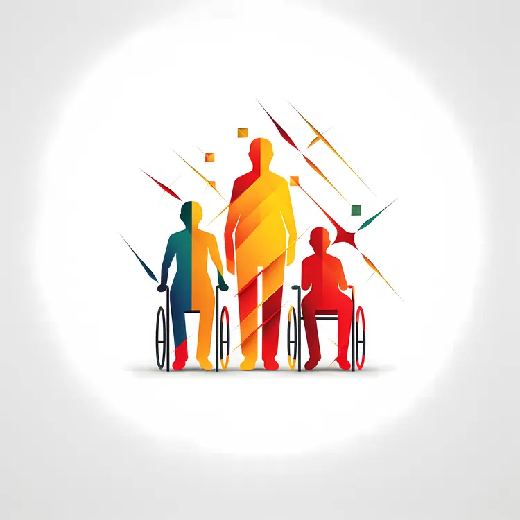 Colorful Silhouettes with Wheelchair
