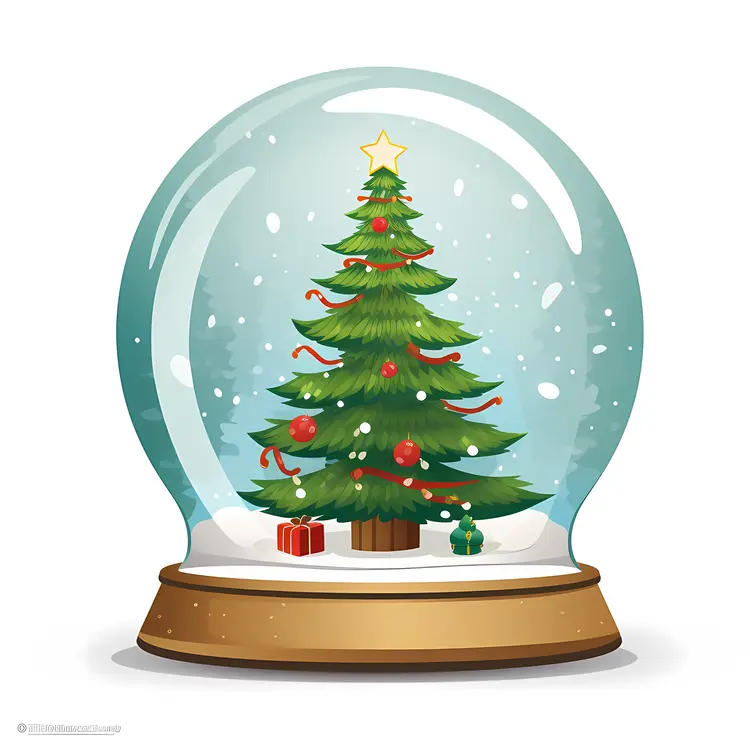Christmas Tree in Snow Globe with Gifts