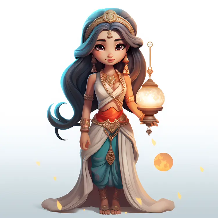 Traditional Girl Holding Lantern