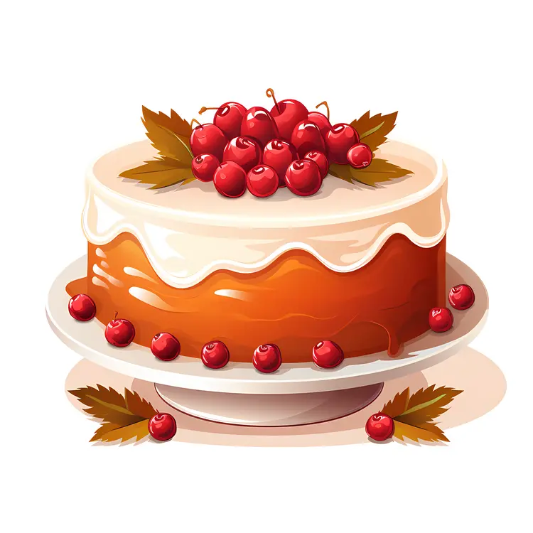 Berry Cake with Autumn Leaves