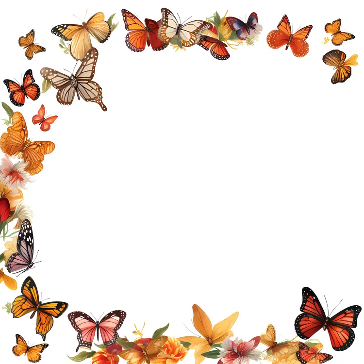 Colorful Butterfly and Flower Frame