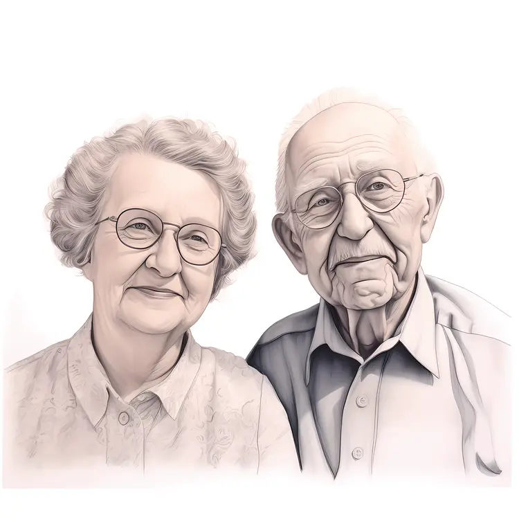 Happy Elderly Couple Sketch