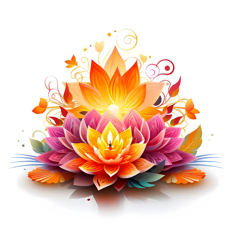 Colorful Lotus Flower with Vibrant Petals