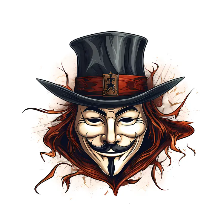 Guy Fawkes Mask with Black Hat