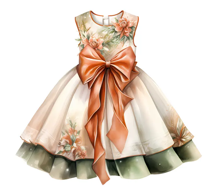 Floral Christmas Dress with Large Bow