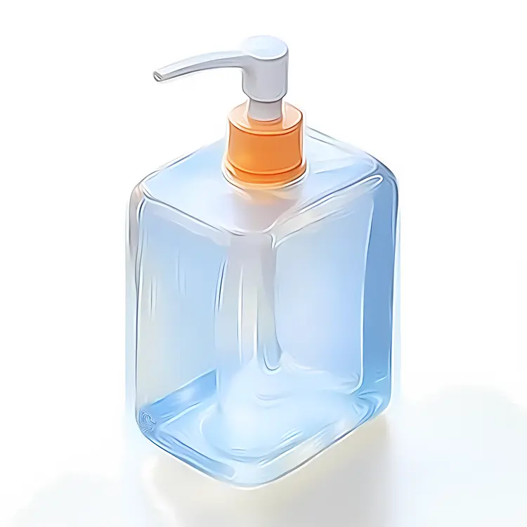 Blue Soap Dispenser with Orange Pump