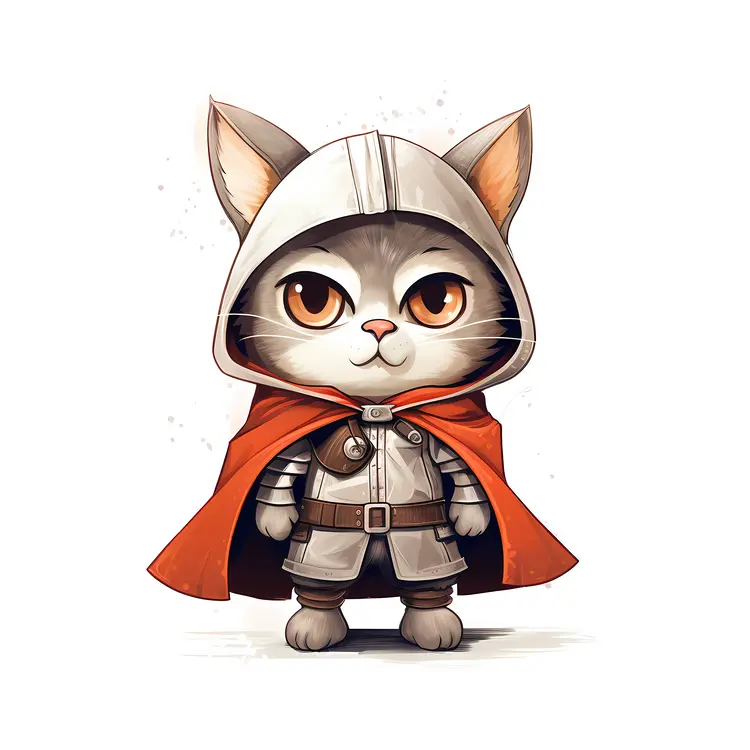 Cute Cat in a Hooded Cloak for Halloween