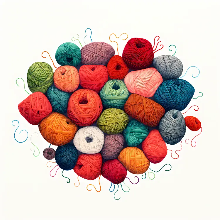 Pile of Colorful Yarn Balls