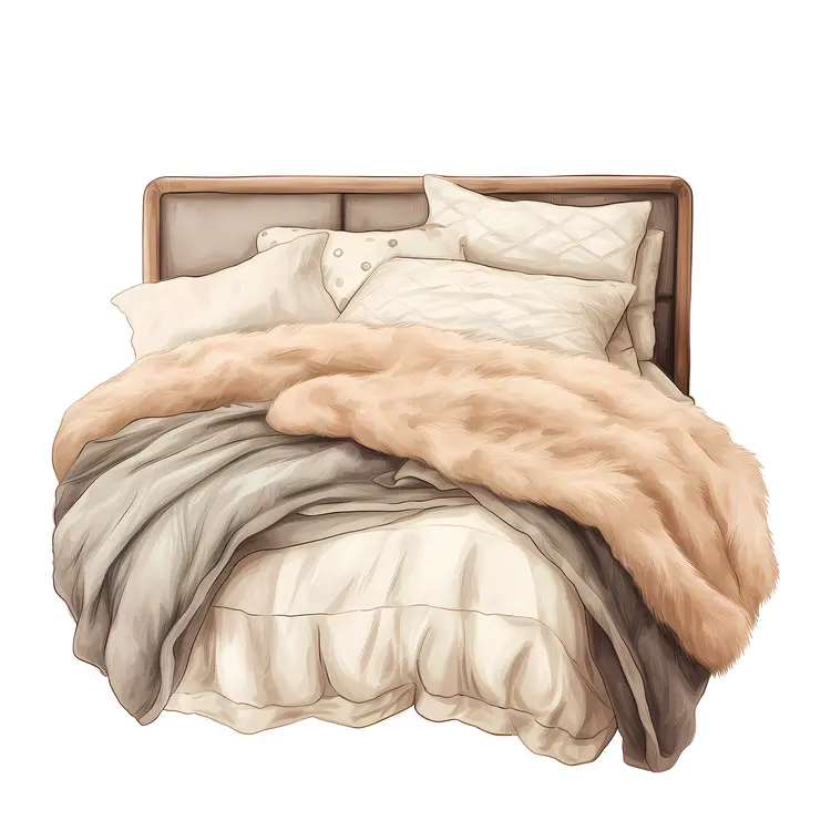 Bed with Layered Blankets