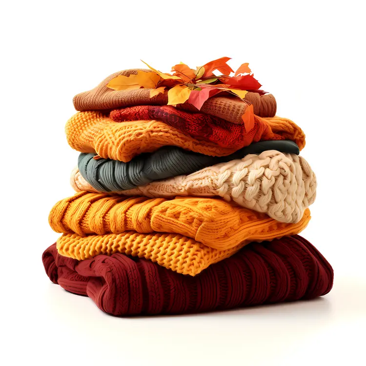 Stack of Colorful Sweaters for Autumn