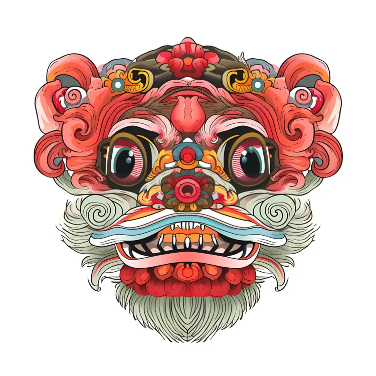 Colorful Lion Dance Mask for Chinese New Year