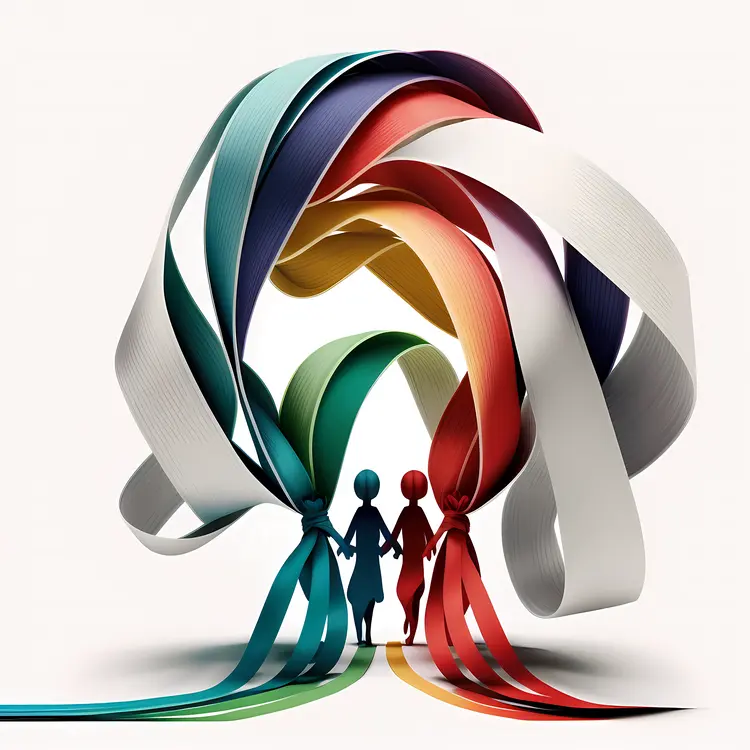 Colorful Ribbons with People