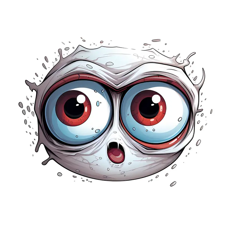 Cartoon Face with Big Eyes and Shocked Expression