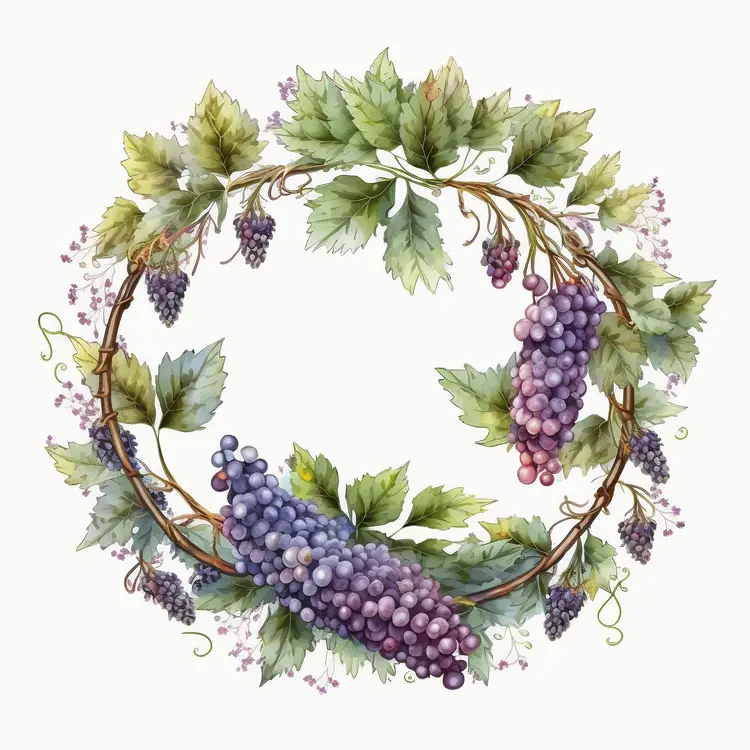 Beautiful Grape Wreath Illustration for Harvest Festival