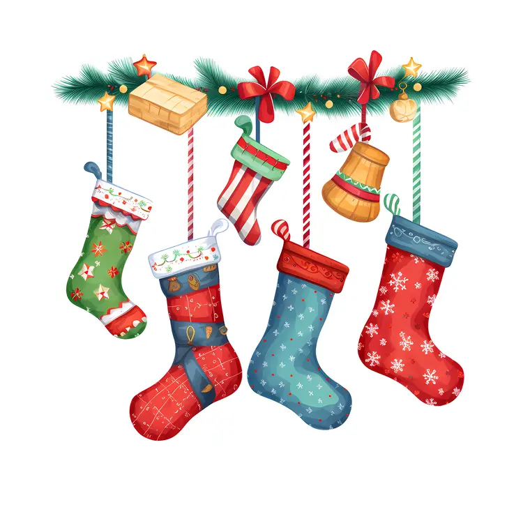 Colorful Christmas Stockings Hanging for Holiday Decor