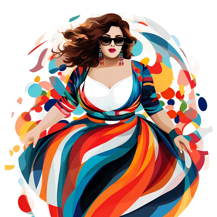 Woman in Colorful Dress with Sunglasses