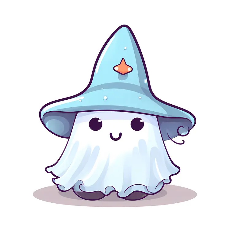Cute Ghost with Blue Hat