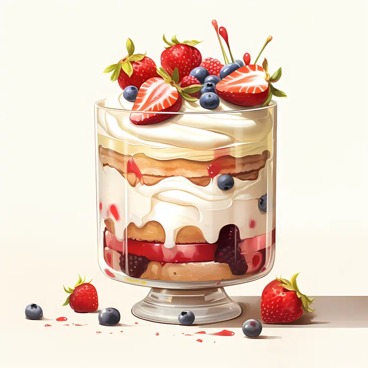 Dessert with Berries and Whipped Cream