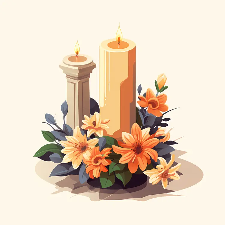 Candles and Flowers Arrangement