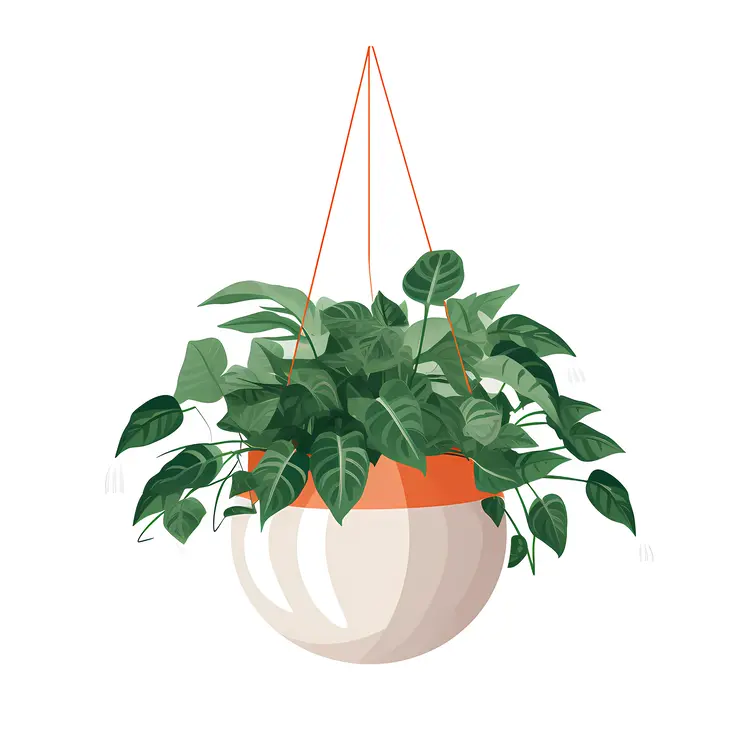 Green Hanging Plant in Decorative Pot