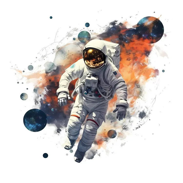 Astronaut in Space with Colorful Background