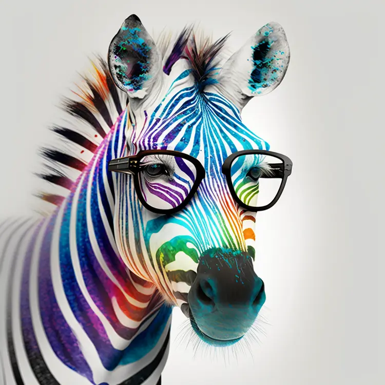 Colorful Zebra with Glasses