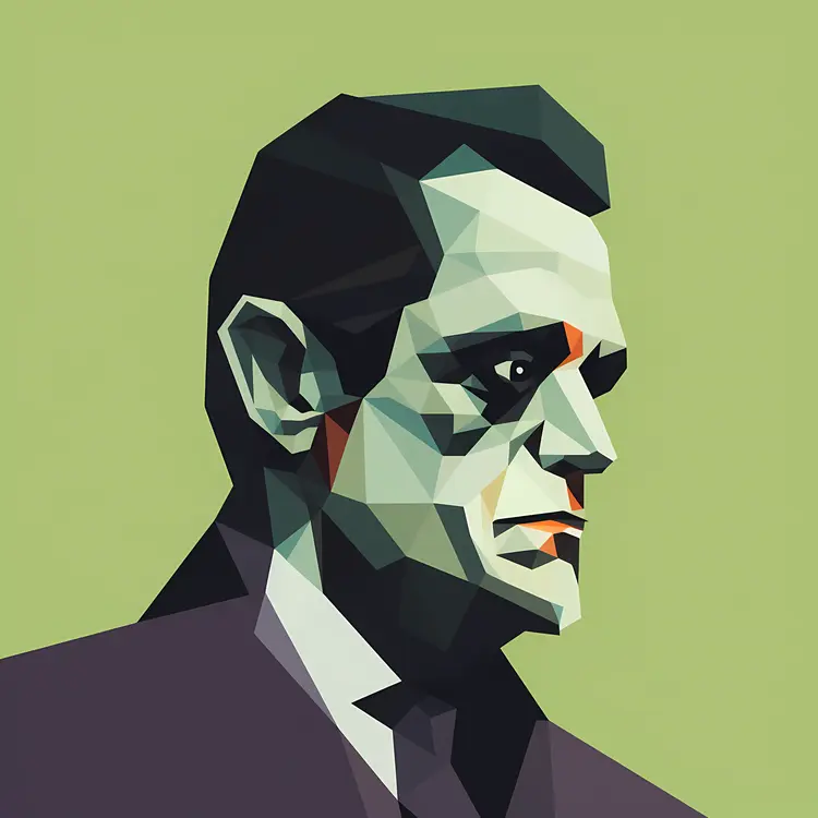 Geometric Frankenstein Monster Side Profile