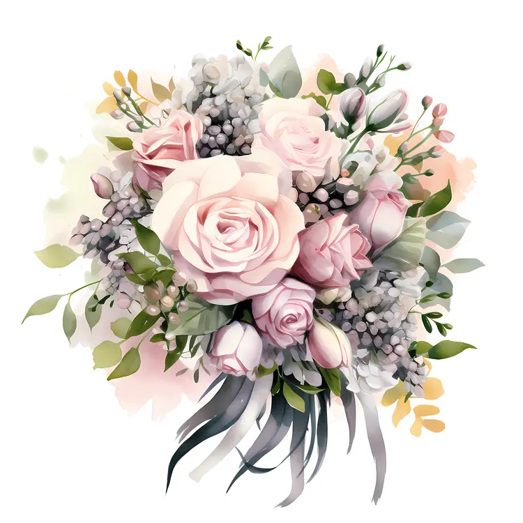 Pink and White Flower Bouquet with Ribbon