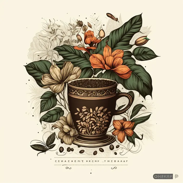 Elegant Coffee Cup with Floral Design