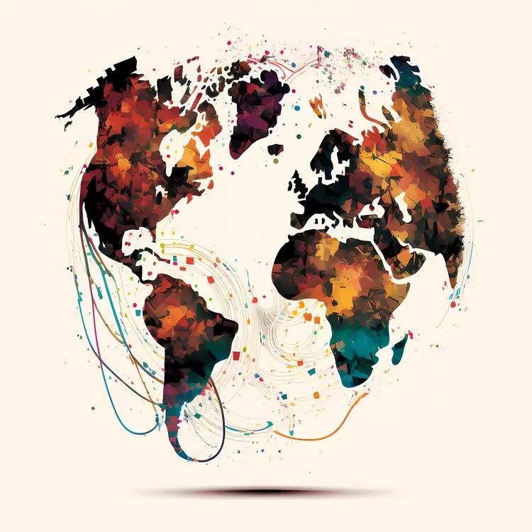 Artistic Globe with Colorful Splashes