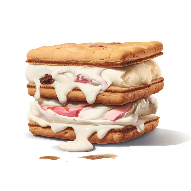 Melting Ice Cream Sandwich with Pink and White Layers