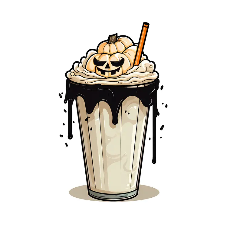 Halloween Milkshake with Pumpkin Decoration