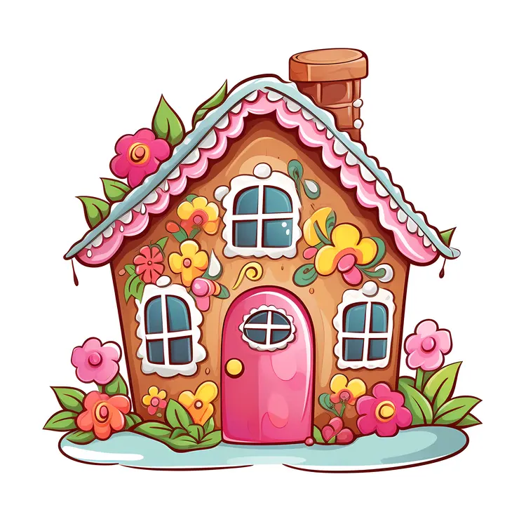 Flower Decorated Gingerbread House