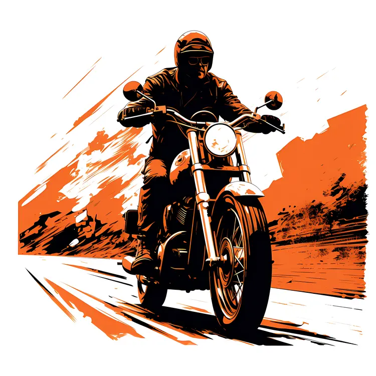 Motorcycle Rider on a Highway