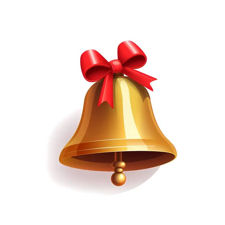 Golden Bell with Red Ribbon for Christmas Decoration